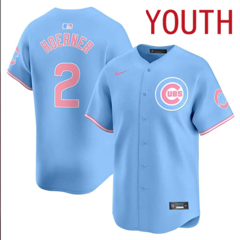 Youth Chicago Cubs #2 Hoerner blue 2024 Nike MLB jersey->youth nfl jersey->Youth Jersey